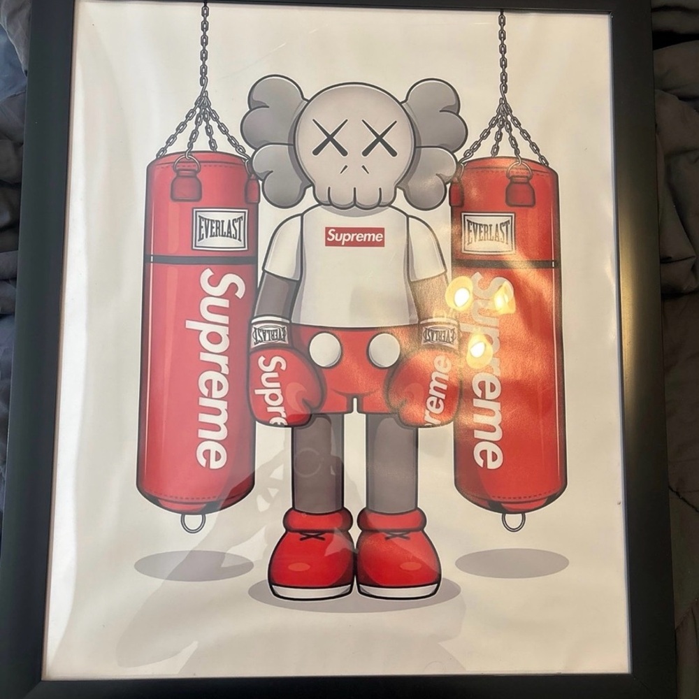 KAWS x Supreme Red & White Boxing Print